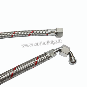 Skysto kuro šlangutė 90° kampu 1/4"x3/8", 1000mm (vidus/vidus)