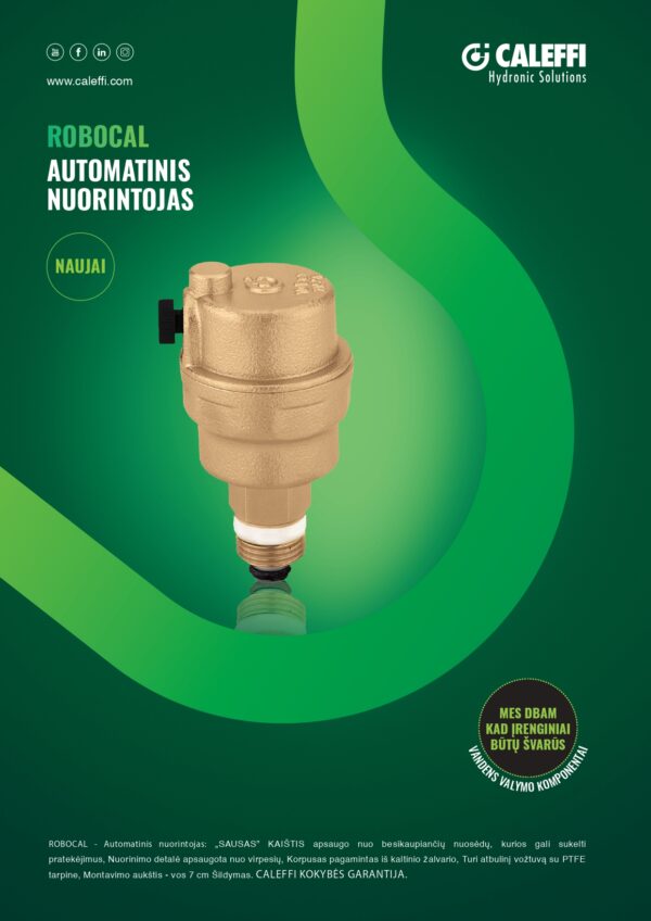 CALEFFI Automatinis nuorintojas su atbul. vožtuvu 115°C 1/2" - Image 3
